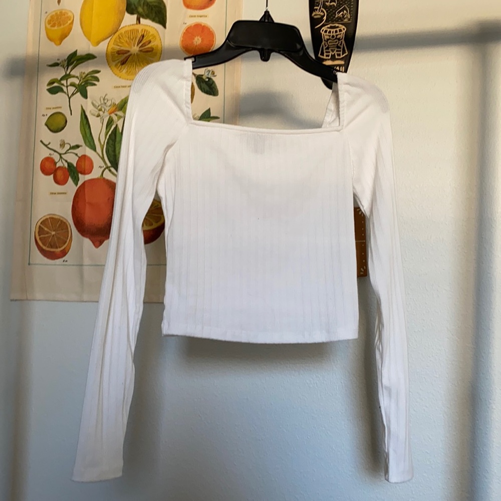 white square neckline long sleeve